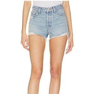 GRLFRND Button Fly Helena High Rise Cut-Off Denim Shorts In Newport Wash Sz 27